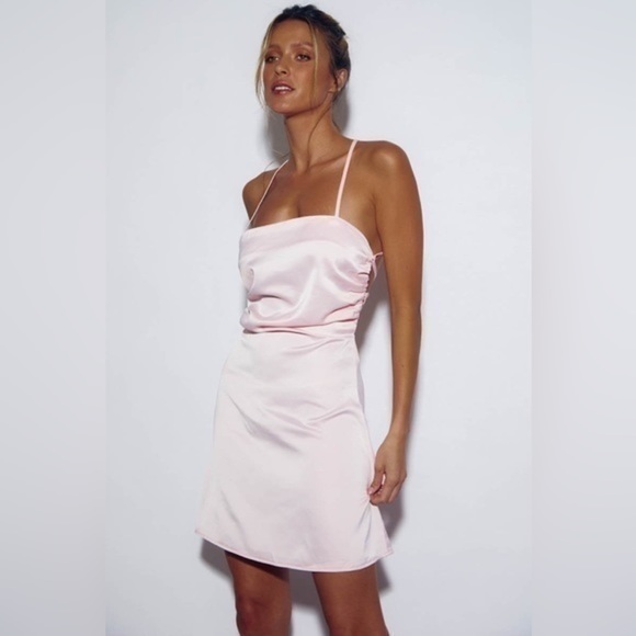 SNDYS Baby Pink Satin Look Cabo Mini Dress - Picture 6 of 8